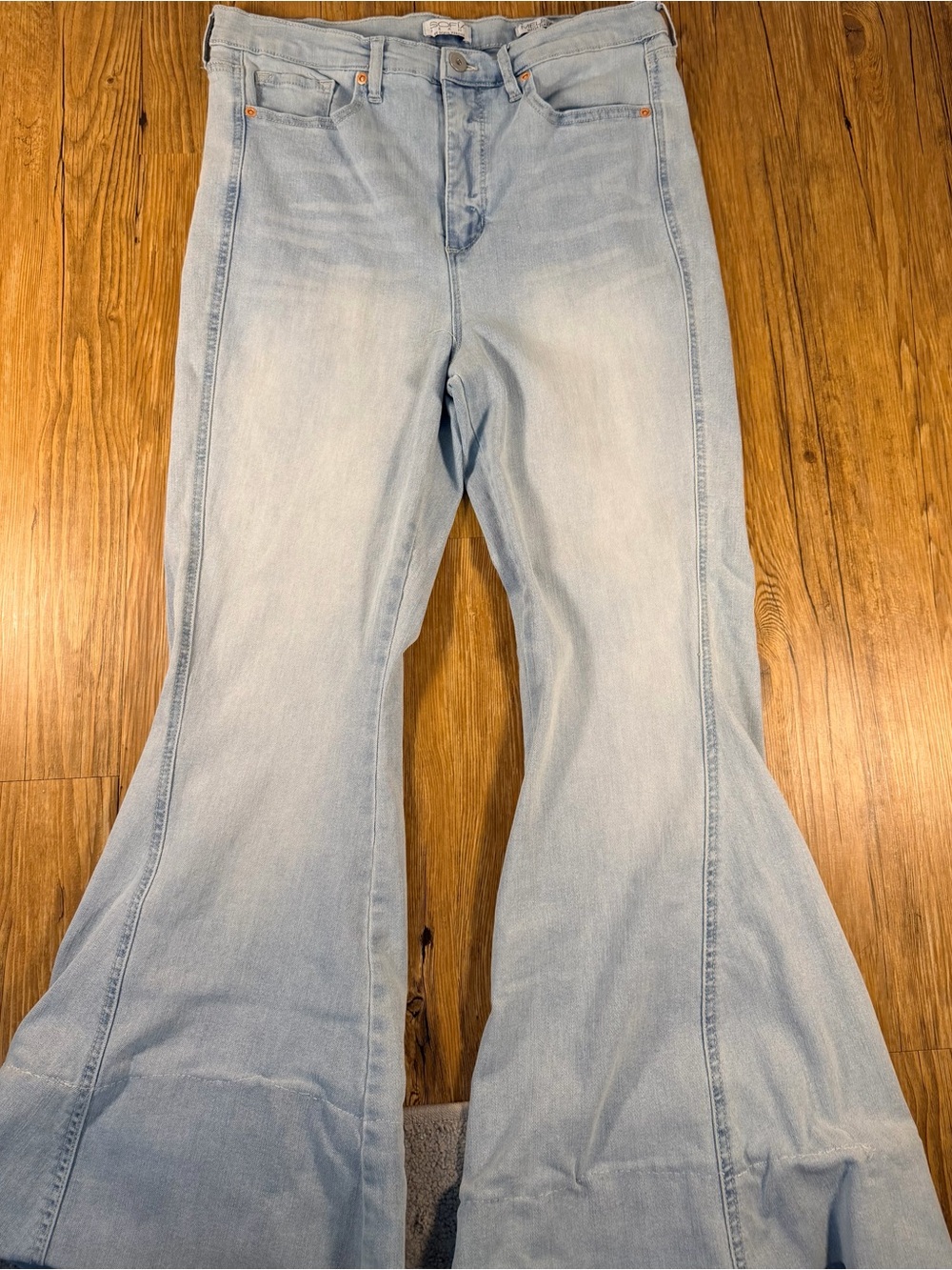 Sofia Vergara Melisa Mega Flare Jeans Womens 12 Light Wash High Rise Bell Bottom